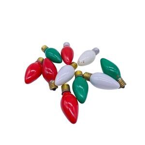 Vintage Colored Light Bulbs Christmas Red Green White Decorative Decor Set Lot